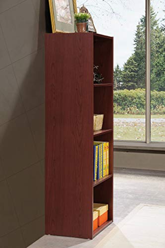 Hodedah 4-Shelf Bookcase in Mahogany - color: Mahogany, size: 4-Shelf