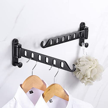 JOOM Laundry Drying Rack Wall Mounted Clothes Drying Rack Clothes Hanger Black - color: Black, size: two pack