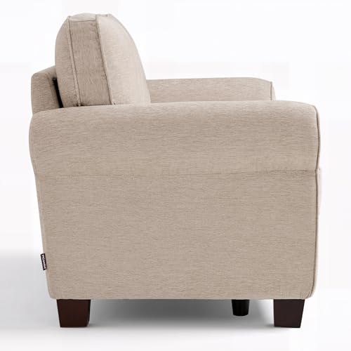 MCombo 67.7" Loveseat Sofa, 2-Seater Small Couch for Small Spaces, Classic Rolled Arm Upholstered Sofa with Solid Wood Legs for Living Room, Removable Cover, Chenille Fabric VE730 (Beige) - color: Beige