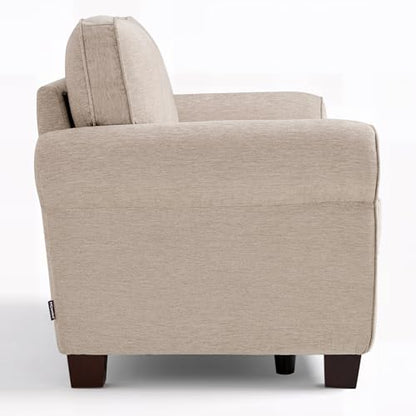 MCombo 67.7" Loveseat Sofa, 2-Seater Small Couch for Small Spaces, Classic Rolled Arm Upholstered Sofa with Solid Wood Legs for Living Room, Removable Cover, Chenille Fabric VE730 (Beige) - color: Beige