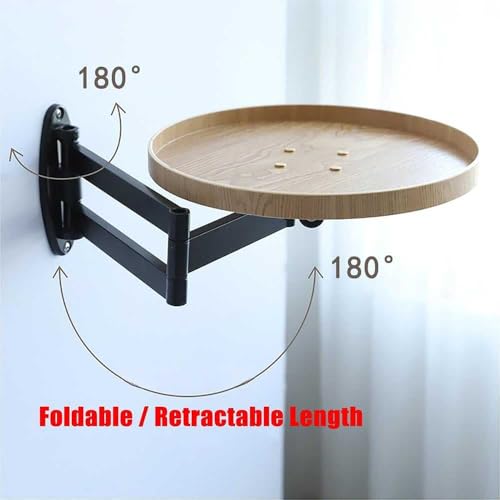 Small Round Wall-Mounted Table, Folding Retractable Coffee Table, Made of Solid Wood, Suitable for Home, Shop, Milk Tea Shop and Cake Shop - color: B