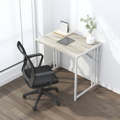 Lutown-Teen Small Folding Desk 32 Inch, Beige | No Assembly Required Small Office Desk, Writing Gaming Computer Camping Desk for Small Spaces - color: Beige, size: 32 Inch