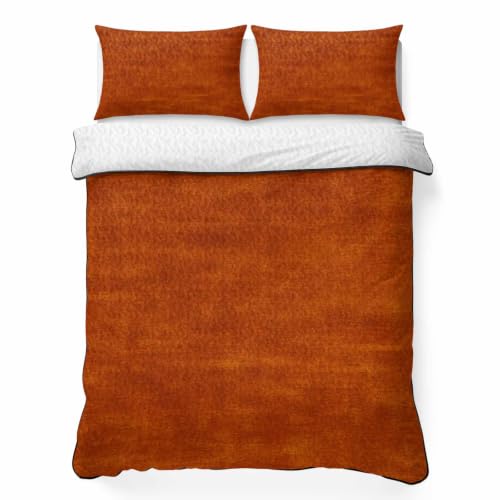 Minimalist Rust Red 3 Piece Quilt Set Full Size, Vintage Art Distressed Pattern Farmhouse Soft Bedspread Coverlet Bedding Set Microfiber Lightweight Comforter Set with 2 Pillowcases for Bedroom - size: Full