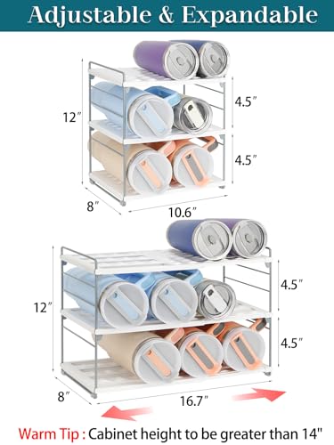 Upgraded Large Expandable Water Bottle Organizer Designed for 40 oz Stanley, Owala & Yeti Tumblers, Adjustable Storage Rack for Travel Mug Cabinet, Pantry, and Kitchen Organizer, Fits 20/30 oz Bottles - size: 3 Tier-Large