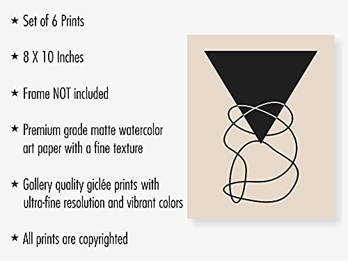 Eleville 8X10 Unframed Set of 6 Minimalist Wall Art Mid Century Art Wall Decor Mid Century Modern Decor Contemporary Wall Art Boho Prints Zen Wall Art wgn554