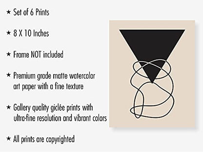 Eleville 8X10 Unframed Set of 6 Minimalist Wall Art Mid Century Art Wall Decor Mid Century Modern Decor Contemporary Wall Art Boho Prints Zen Wall Art wgn554