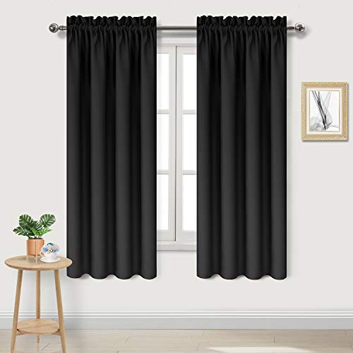 DWCN Blackout Curtains for Bedroom Living Room 42 x 63 Inch Long Black | 2 Panels Set, Room Darkening, Thermal Insulated, Light Blocking, Rod Pocket Drapes, Noise Reducing Window Treatments - color: Black, size: 42"W x 63"L (Pack of 2)