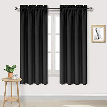 DWCN Blackout Curtains for Bedroom Living Room 42 x 63 Inch Long Black | 2 Panels Set, Room Darkening, Thermal Insulated, Light Blocking, Rod Pocket Drapes, Noise Reducing Window Treatments - color: Black, size: 42"W x 63"L (Pack of 2)