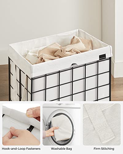 SONGMICS Laundry Hamper, 23.8 Gal. (90L) Laundry Basket, Collapsible Clothes Hamper, Black and White ULCB190W01 - color: Cream White, size: 90 L