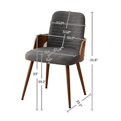 Dining Room Chairs Set of 4,Mid Century Modern Kitchen Chairs,Upholstered Accent Chairs,Metal Legs Wooden Desk Chairs,Armless and No Wheels for Kitchen Dining Living Room,Gray Fabric - color: Gray Fabric, size: Set of 4