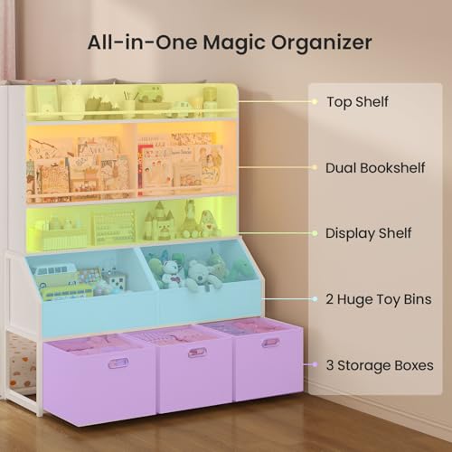 ADORNEVE Low Bunk Bed Twin Over Twin with Bookshelf, Drawers, White | Metal Floor Bunk Bed with RGB Lights, Charging Station, Toy Organizer, Safety Guardrail & Ladder, Small Space - color: White
