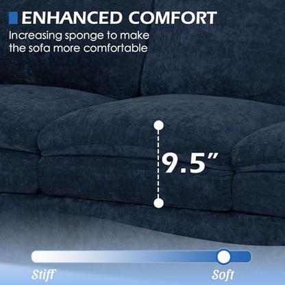 3 Pieces Chenille Sofa Set w/Two Arm Pillows, Blue | Upholstered 2 Pieces Loveseat & 3-Seater Sofa w/Soft Cushions, Modern 2-Seat & 3-Seat w/High-Density Foam for Living Room - color: Blue, size: 69" & 69" & 89" Sofa Set