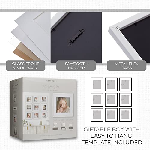Sheffield Home 9 Piece Gallery Wall Frame Set, 12x12 Inch, White - color: White, size: 12x12 Inch