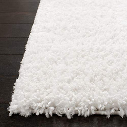 SAFAVIEH August Shag Collection Runner Rug - 2'3" x 6', White, Solid Design, Non-Shedding & Easy Care, 1.2-inch Thick Ideal for High Traffic Areas in Living Room, Bedroom (AUG900A) - color: White, size: 2'3" x 6' (Runner)