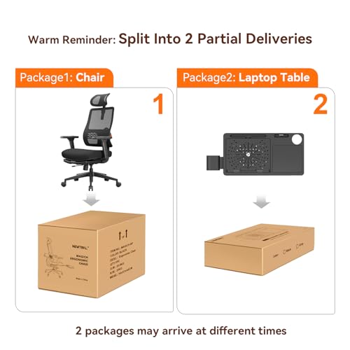 Ergonomic Home Office Chair-Office Desk Chair with Footrest, Auto-Following Backrest & Headrest, 4D Armrests, 96°-136° Recline (Black, with Laptop Table + 2D Headrest) - color: Black, size: With Laptop Table + 2D Headrest