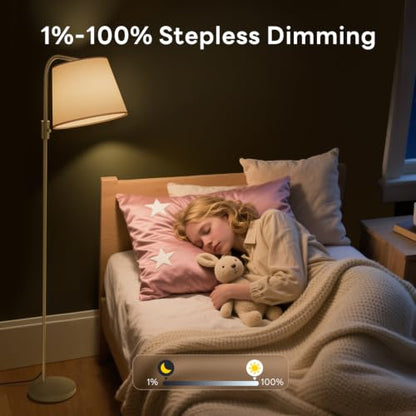 Smart RGB Arc Floor Lamp, 65", App Control, Compatible with Alexa | 2700K-6000K tunable white, 1%-100% dimmable, music sync, 1200lm, 350° swivel woven linen shade, no account required - color: Gold, size: 65"(App Control)