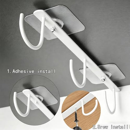 3pcs Mug Hooks,Under Cabinet Mug Holder, Coffee Cups Hook,Mug Hanger Organizer Rack with 9 Hooks for Displaying Mugs, Cups and Kitchen Utensils (White) - color: White