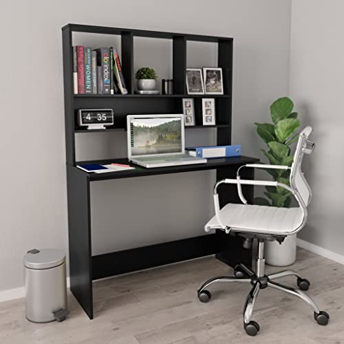 Desk with Shelves Black,Computer Desk,Bedrooms Desks,Hall Table,Modern Minimalist Style,Space Saving Design,for Bedroom, Study, Office, Entrance,43.3"x17.7"x61.8" Engineered Wood - color: Black