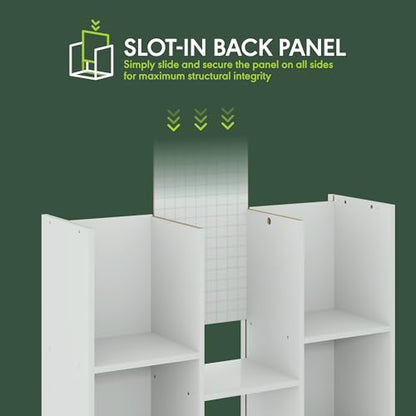 Furinno LUDER Book Shelf, 11-Cube Bookshelf, Reversible Bookcase, 9.4 x 29.1 x 41.7, Easy Assembly, for Living Room, Bedroom, Home Office, White - color: White, size: 11-Cube