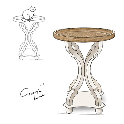 COZAYH - Farmhouse End Table Set of 2 - White Rustic Side Table | Engineered Wood, Round 18.9 in W x 25 in H, Distressed Finish, 40 lb Capacity, Easy 3-Step Assembly, Space Saving Design - size: 2-Pack End Table