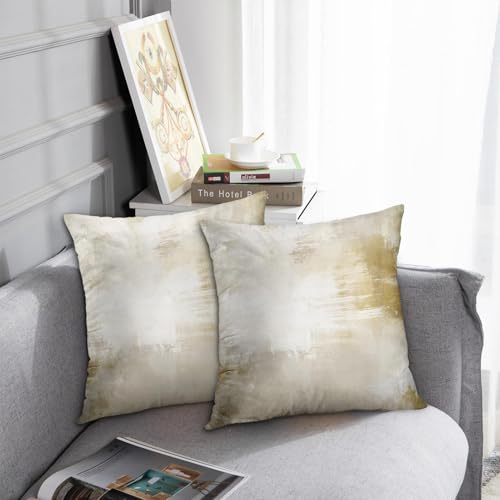 Throw Pillow Covers Set of 2, 18 x 18 Inch, Grey Light Yellow | Abstract Modern Art Outdoor Decorative Square Pillow Cases Couch Cushion Case for Couch Bed Sofa Living Room Home Decor - color: Grey, size: 18" x 18" (Pack of 2)