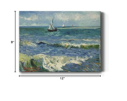 Renditions Gallery Seascape at Saintes-Maries by Vincent Van Gogh Printed, Famous Painting Reproduction, Premium Gallery Wrapped Canvas Print, Ready to Hang, 8 in H x 12 in W, Made in America Art - color: Seascape at Saintes-maries, size: 12"L x 8"W