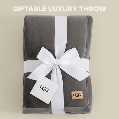 UGG Bliss Fleece Throw Blanket for Couch, 50''x70'', Charcoal Grey | Ultra Soft & Plush,Reversible,Oeko-Tek Compliant,Machine Washable,Medium Weight, Luxury Giftable Blanket, All Season Comfort - color: Grey