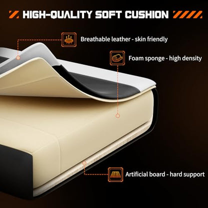 Sweetcrispy Gaming Chair, High Back Office Chair, Home Office | PU Leather Ergonomic, Adjustable Headrest Footrest, Linkage Armrest, Video Racing, White - color: Pu White