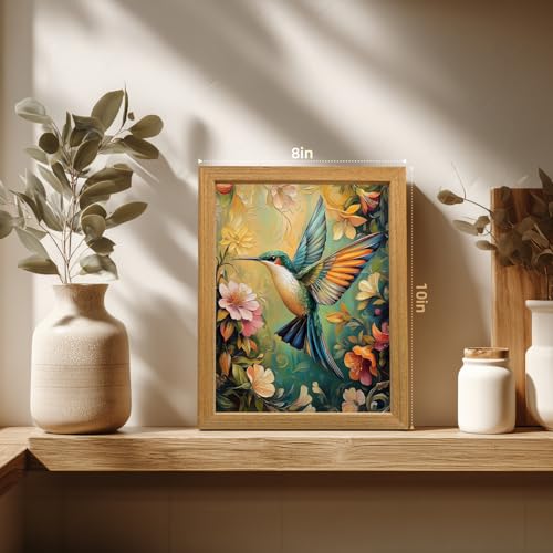 LLEEMPI William Morris Hummingbird Floral Wall Art, 8x10 Wood Framed Print | Colorful hummingbird and floral botanical art for living room, bedroom, nursery or hallway; a charming gift for bird lovers. - color: Bird, size: 10"L x 8"W