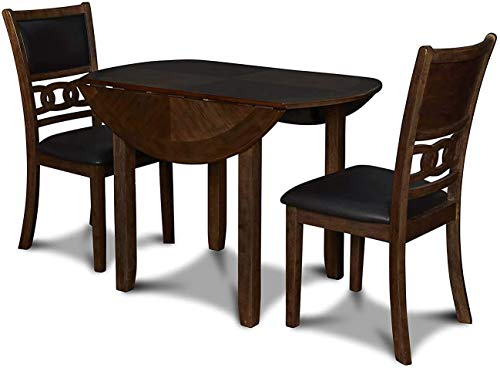 New Classic Furniture Gia 3-Piece Drop Leaf Dining Table Set with 2 Chairs, 42-Inch, Brown - color: Brown, size: Dining Set