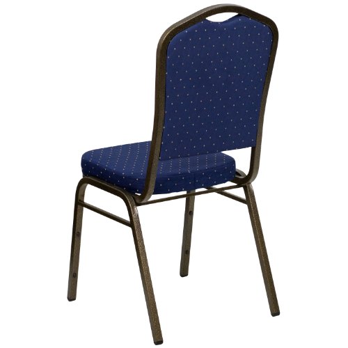 Flash Furniture Hercules Fabric Crown Back Banquet Chair, Navy Blue, 4-Pack | Stackable, Gold Vein Frame, Fabric Upholstery - color: Navy Blue Dot Patterned Fabric/Gold Vein Frame, size: Set of 4