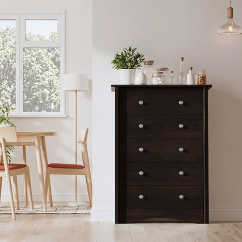 Furmax Tall Dresser for Bedroom, 5 Drawer Dresser, Chest of Drawers, Organizer Drawers, for Hallway Entryway (Brown) - color: Brown