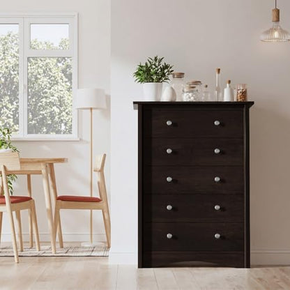 Furmax Tall Dresser for Bedroom, 5 Drawer Dresser, Chest of Drawers, Organizer Drawers, for Hallway Entryway (Brown) - color: Brown