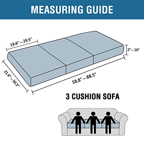 H.VERSAILTEX Super Stretch Individual Seat Cushion Covers Sofa Couch Slipcover Sets Thick Jacquard Textured Twill Fabric (3 Piece Covers, Black) - color: Black, size: 3 Cushion Sofa