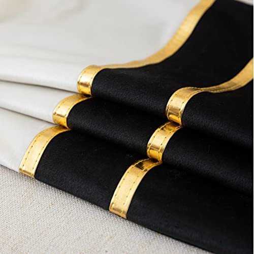 ZLINA Gold Leather Striped Throw Pillow Covers 16×16 Inch.Black | 2-Pack,Velvet fabric two tone pillow cover,with gold leather stripe decoration cushion covers,for Sofa Bedroom Home Decor - color: Black, size: 16" x 16" (Pack of 2)