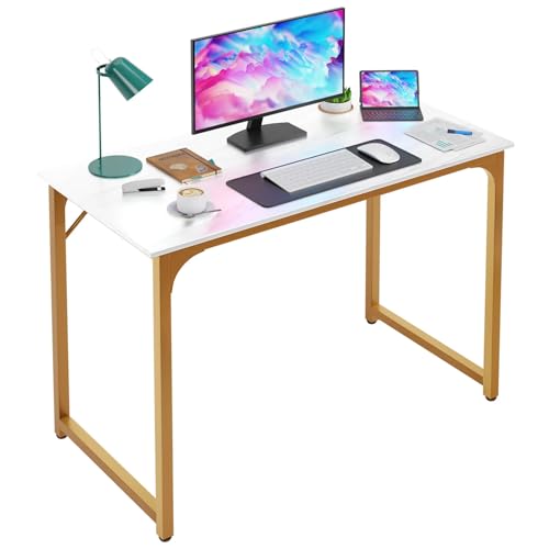 40 inches Computer Desk, Modern Writing Desk, Simple Study Table, Industrial Office Desk, Sturdy Laptop Table for Home Office - color: Gold, size: 40 inch