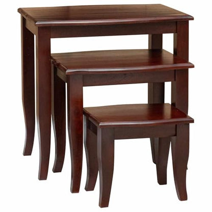 3 pcs Wooden Nesting Side Tables, Space Saving Design Stacking Side Table for Living Room Bedroom, Brown,-226 - color: Brown