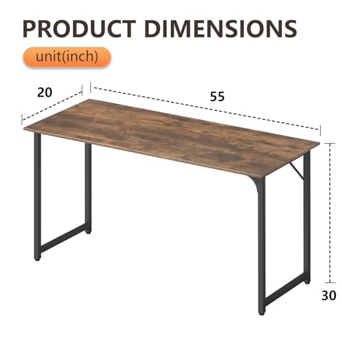 BestOffice Computer Desk,Home Office Desk, Modern Simple Style for Home Office Study Writing (Brown, 55 Inch) - color: Brown, size: 55 Inch