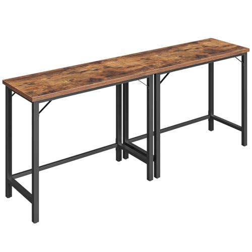 MAHANCRIS Narrow Bar Table, 63-Inch Pub Table for Dining Room, Counter Bar Tables with Sturdy Metal Frame, Connectable Bar Table, Multifunctional Console Table, Rustic Brown BTHR1601 - color: Rustic Brown