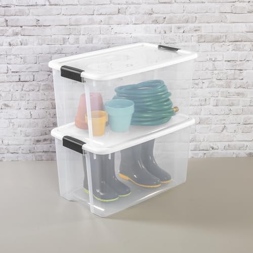 Sterilite 4 Pack Ultra Latching Box, Storage Bins with Lids, Clear Plastic, 70 Quart - Heavy-Duty Organizing Containers for Closet, Bathroom, and Office - size: 70 Quart