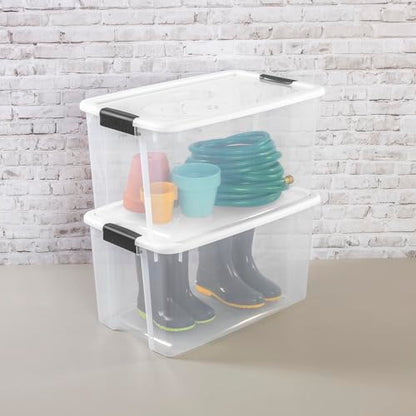 Sterilite 4 Pack Ultra Latching Box, Storage Bins with Lids, Clear Plastic, 70 Quart - Heavy-Duty Organizing Containers for Closet, Bathroom, and Office - size: 70 Quart