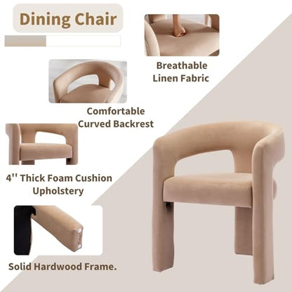 HNY Modern Velvet Barrel Single Dining Chair, Khaki | Upholstered Accent Armchair With Wide Seat Stylish Design For Living Room Bedroom Vanity And Small Spaces - color: Khaki Velvet