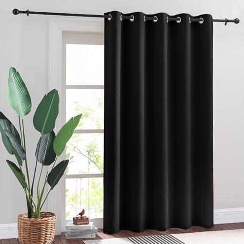 RYB HOME Black Curtains 84 Inch Length for Sliding Glass Doors Living Room | Thermal Insulated, Room Divider Drapery, for Bedroom Dining Room Nursery RV Camper , W70 x L84, 1 Panel, Black - color: Black, size: 70"W x 84"L (Pack of 1)