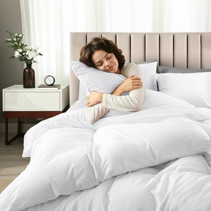 Utopia Bedding Duvet Cover Queen with Fitted Sheet (60x80) - 2 Pillow Case Standard - All Season Luxury Bed in a Bag with Zippered Duvet Cover - No Comforter (White) - color: White, size: Queen - Duvet Cover with Fitted Sheet