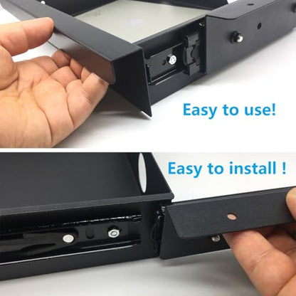 Under Desk Mounted Sliding Pull-out Drawer, W 15.3" x D 8.8" | Storage Organizer for Sit Stand Workstation, Metal, Black (Medium) - size: 1TierMedium