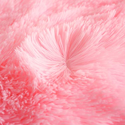 Faux Fur Velvet Fluffy Bedding Duvet Cover Set Down Comforter Quilt Cover with Pillow Shams, Ultra Soft Warm (King, Pink) - color: Pink, size: King