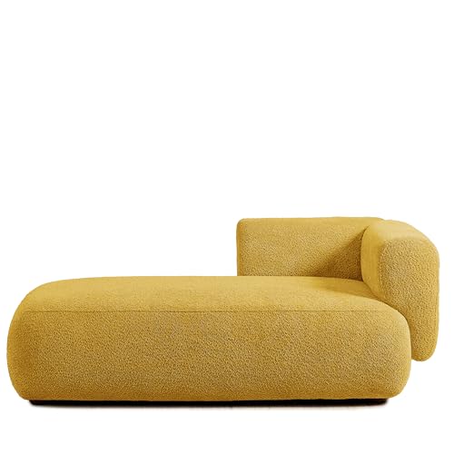 ERYE Boucle Upholstered Left Facing Chaise Lounge Indoor for Living Room Bedroom,Comfy Single Chaise Lounge Modern Leisure Recliner Sleeper Sofa Daybed, Easy Assemble - color: Yellow/L
