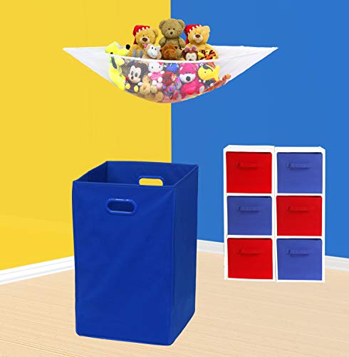 Simple Houseware Foldable Closet Laundry Hamper Basket, Dark Blue - color: Dark Blue