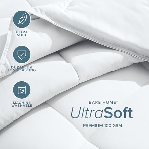 Bare Home Duvet Insert Comforter (Queen, White) | 1800 Ultra-Soft, Goose Down Alternative, Premium Quality, All-Season Warmth - color: 01 - White, size: Queen