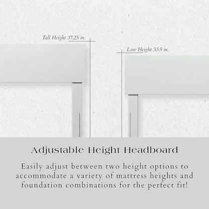 AFI, Orlando King Adjustable Modern Solid Wood Panel Headboard, White - color: White, size: King (U.S. Standard)